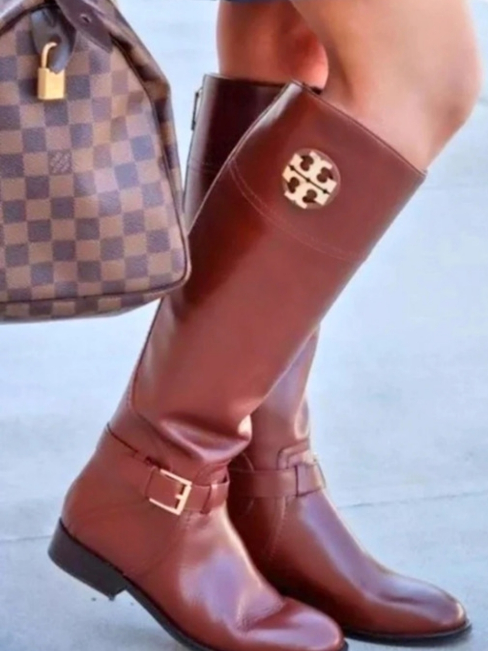 Tory Burch Adeline Riding Boot Leather Boots in Brown Size 8
